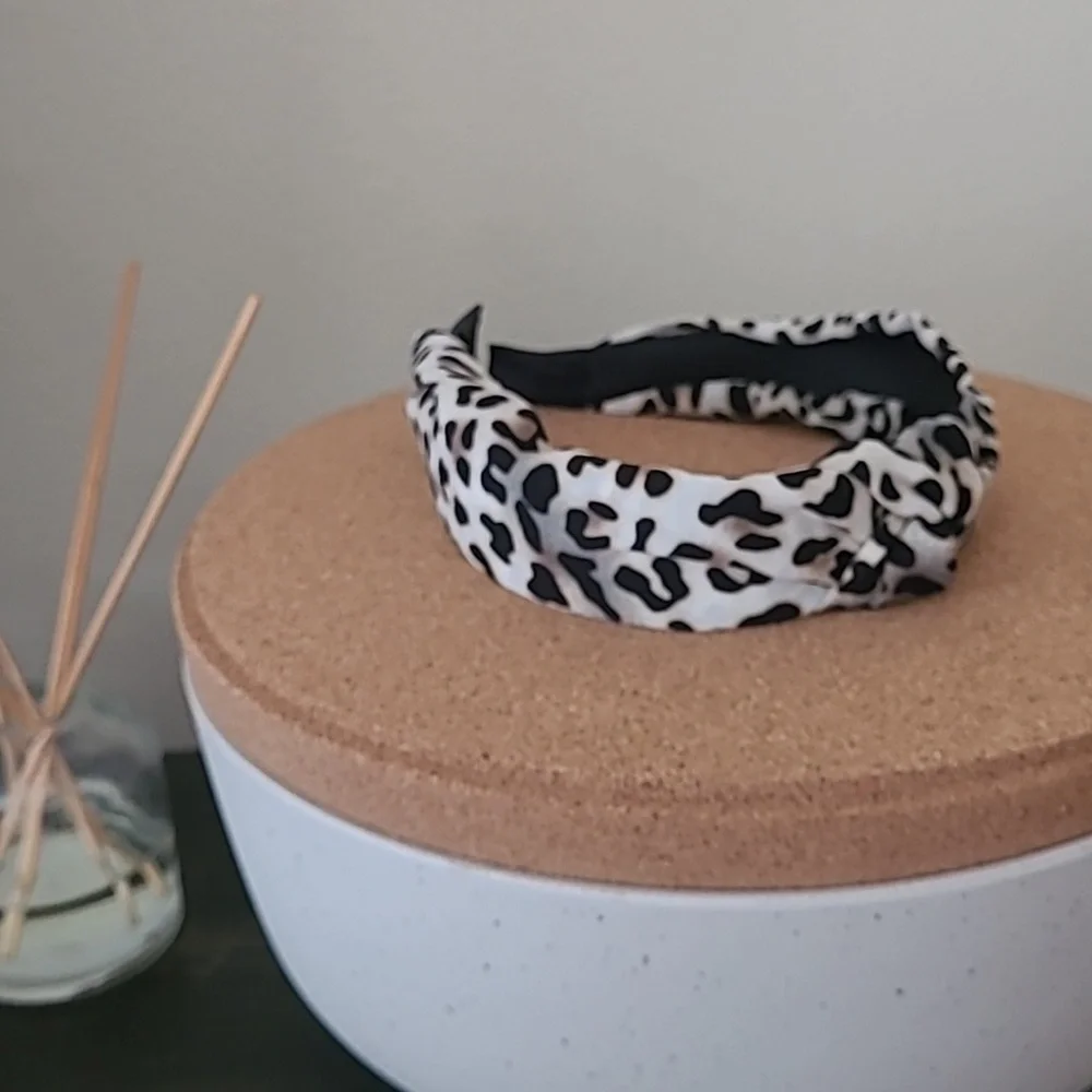 Animal print satin wrapped knotted headband